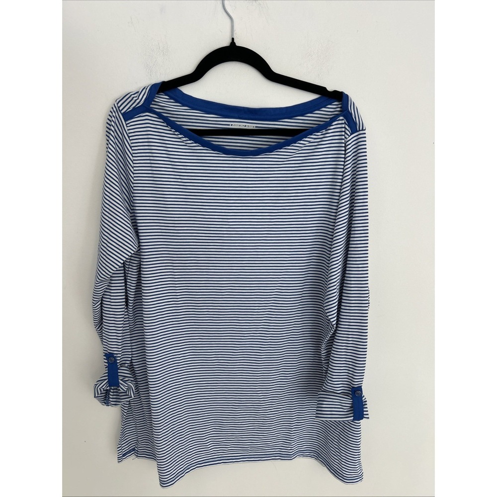 Lands End Women's NWOT XL Supima Cotton Tab Button Sleeves BoatNeck Tunic Top